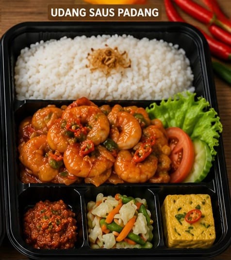 Bento Nasi + Udang Asam Manis